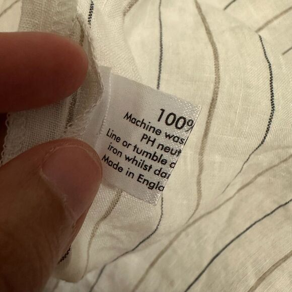 NWOT ESKANDAR White Linen Monk Cowl Neck Top Lagenlook in Stripe Sz 1 (10-12) - Picture 10 of 14